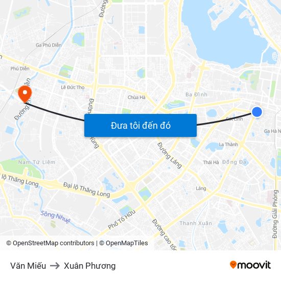 Văn Miếu to Xuân Phương map