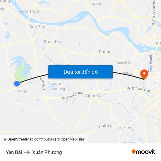 Yên Bài to Xuân Phương map