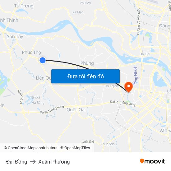 Đại Đồng to Xuân Phương map