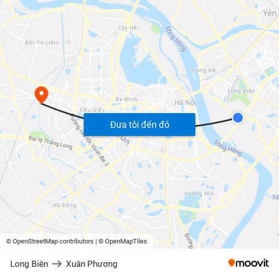 Long Biên to Xuân Phương map