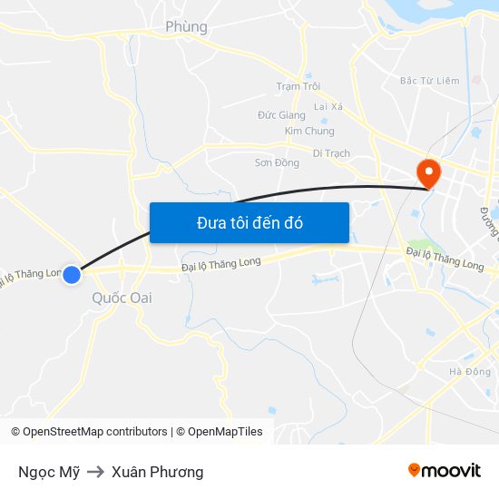 Ngọc Mỹ to Xuân Phương map