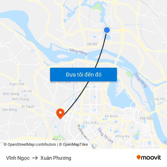 Vĩnh Ngọc to Xuân Phương map