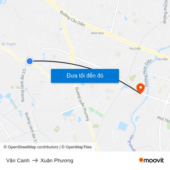 Vân Canh to Xuân Phương map