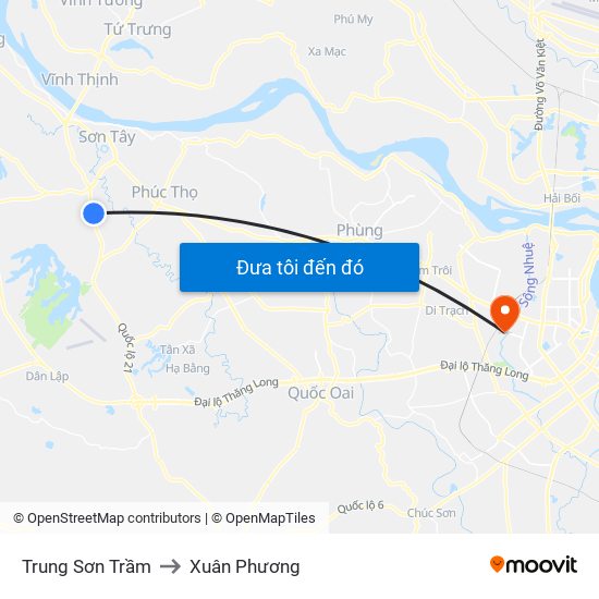 Trung Sơn Trầm to Xuân Phương map
