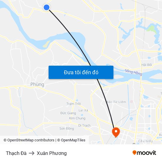 Thạch Đà to Xuân Phương map