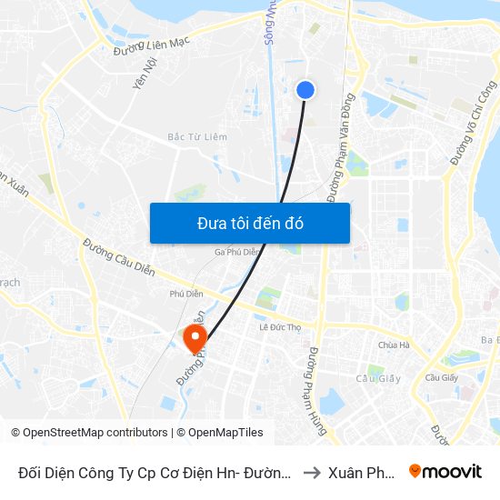 Đối Diện Công Ty Cp Cơ Điện Hn- Đường Đức Thắng to Xuân Phương map