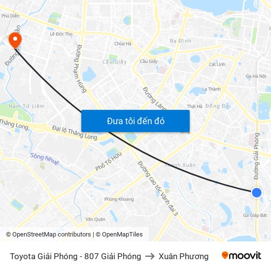 Toyota Giải Phóng - 807 Giải Phóng to Xuân Phương map