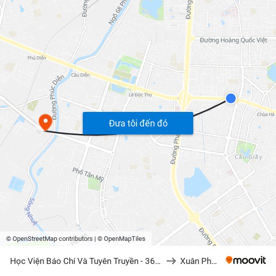 Học Viện Báo Chí Và Tuyên Truyền - 36 Xuân Thủy to Xuân Phương map