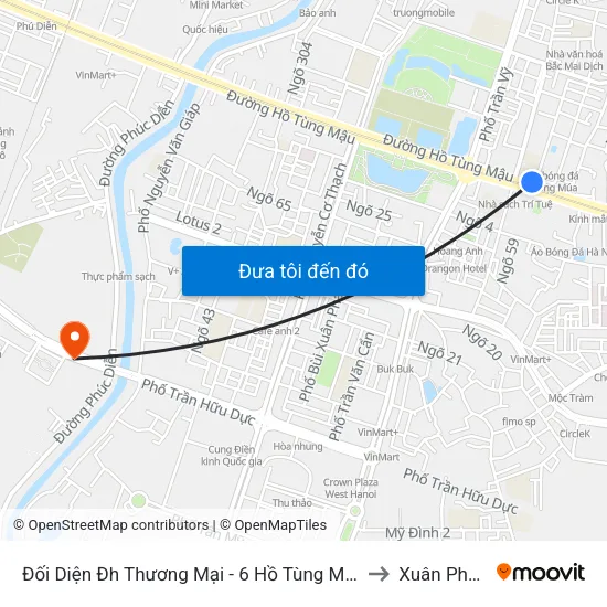 Đối Diện Đh Thương Mại - 6 Hồ Tùng Mậu (Cột Sau) to Xuân Phương map