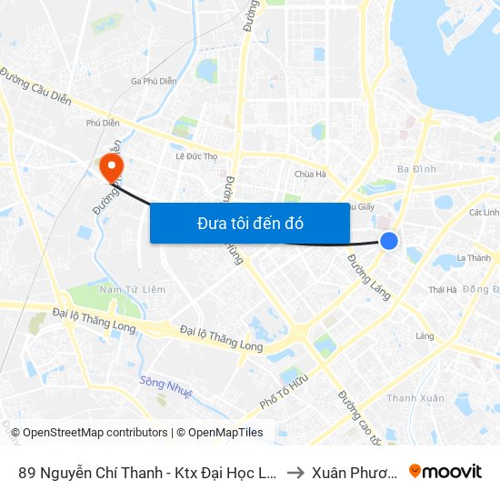 89 Nguyễn Chí Thanh - Ktx Đại Học Luật to Xuân Phương map