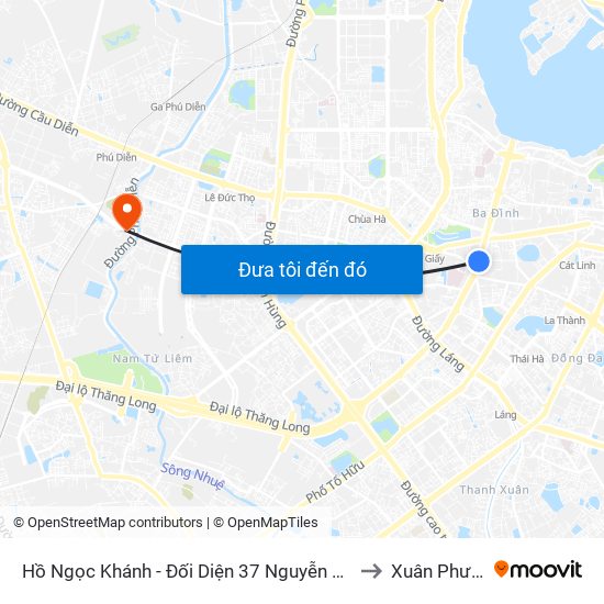 Hồ Ngọc Khánh - Đối Diện 37 Nguyễn Chí Thanh to Xuân Phương map