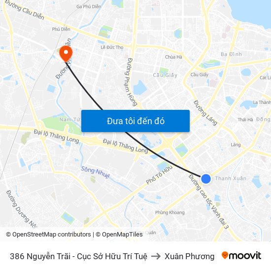 386 Nguyễn Trãi - Cục Sở Hữu Trí Tuệ to Xuân Phương map