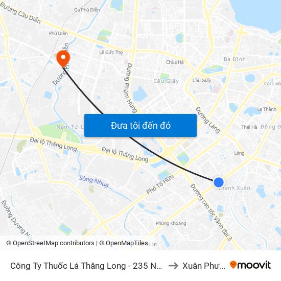 Công Ty Thuốc Lá Thăng Long - 235 Nguyễn Trãi to Xuân Phương map