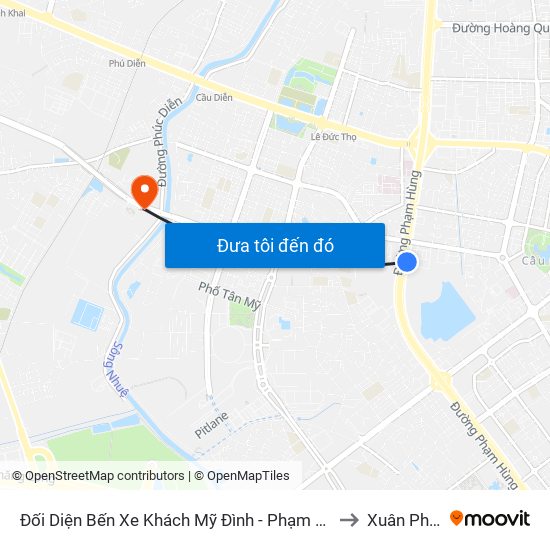 Đối Diện Bến Xe Khách Mỹ Đình - Phạm Hùng (Cột Trước) to Xuân Phương map