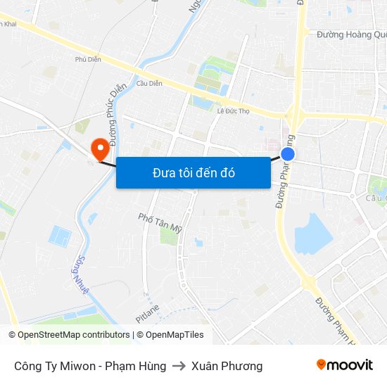 Công Ty Miwon - Phạm Hùng to Xuân Phương map