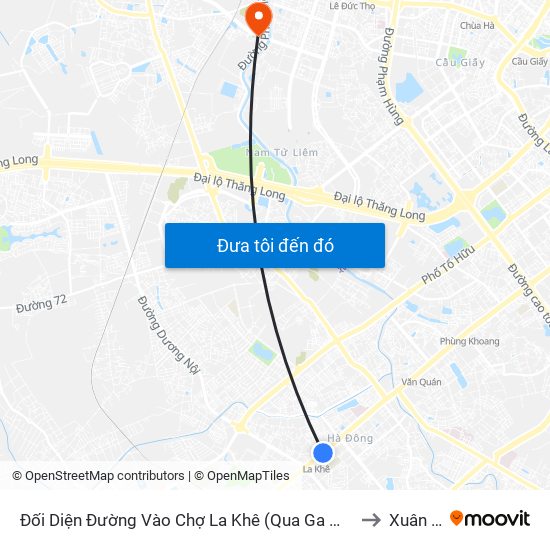 Đối Diện Đường Vào Chợ La Khê (Qua Ga Metro La Khê) - 405 Quang Trung (Hà Đông) to Xuân Phương map