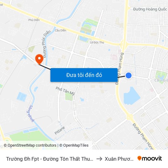 Trường Đh Fpt - Đường Tôn Thất Thuyết to Xuân Phương map