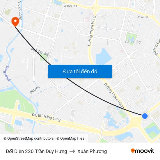 Đối Diện 220 Trần Duy Hưng to Xuân Phương map