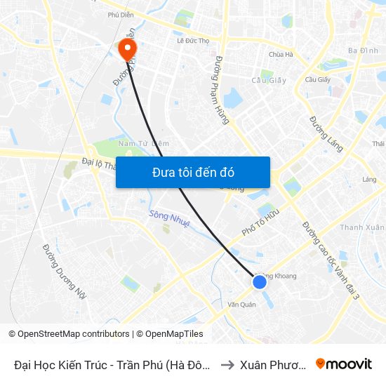 Đại Học Kiến Trúc - Trần Phú (Hà Đông) to Xuân Phương map