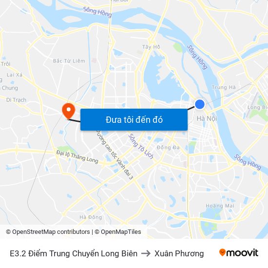 E3.2 Điểm Trung Chuyển Long Biên to Xuân Phương map