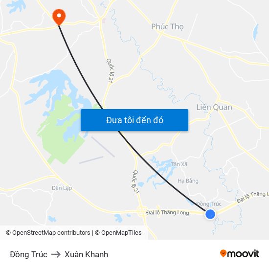 Đồng Trúc to Xuân Khanh map