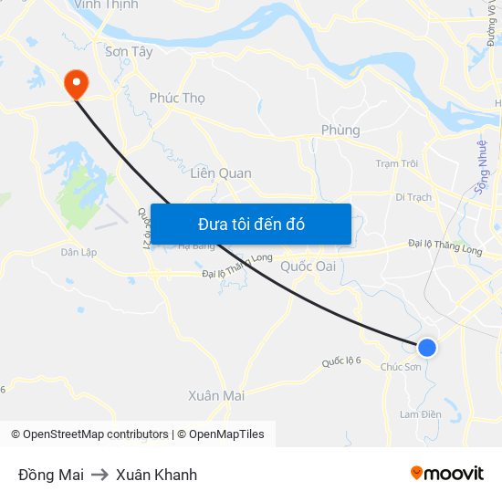 Đồng Mai to Xuân Khanh map