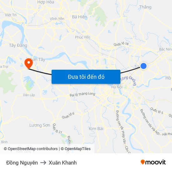 Đồng Nguyên to Xuân Khanh map