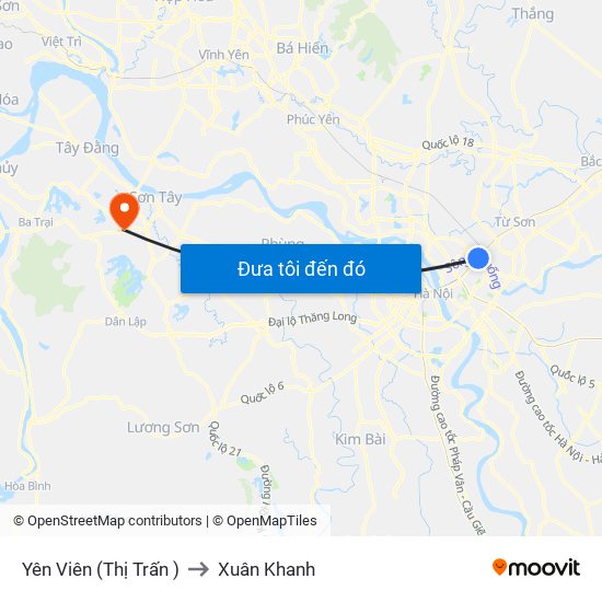 Yên Viên (Thị Trấn ) to Xuân Khanh map