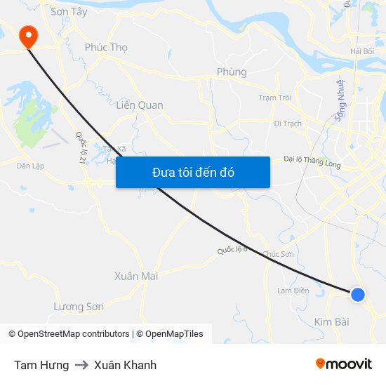 Tam Hưng to Xuân Khanh map
