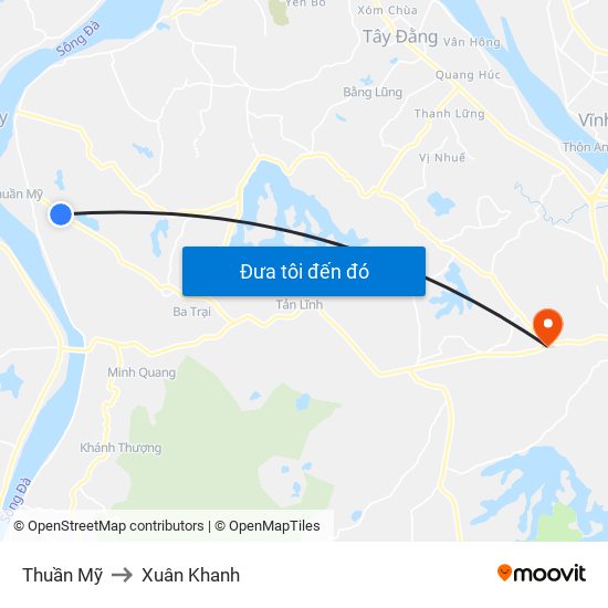 Thuần Mỹ to Xuân Khanh map
