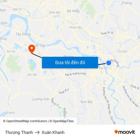 Thượng Thanh to Xuân Khanh map