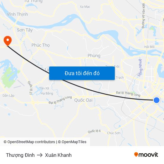 Thượng Đình to Xuân Khanh map