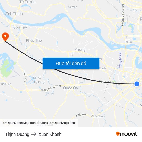 Thịnh Quang to Xuân Khanh map