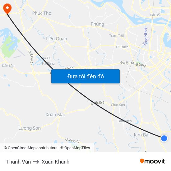 Thanh Văn to Xuân Khanh map