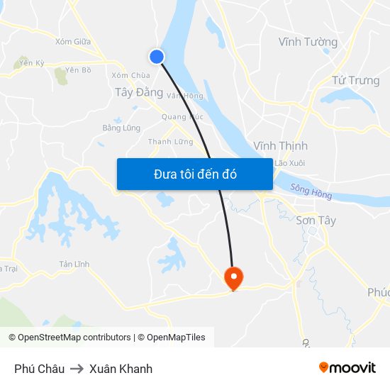 Phú Châu to Xuân Khanh map