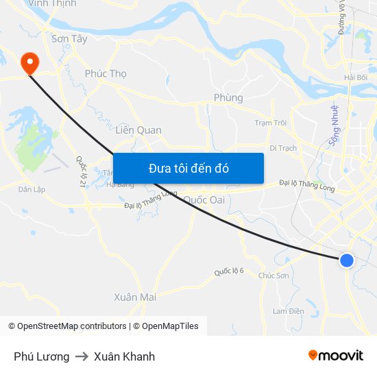 Phú Lương to Xuân Khanh map