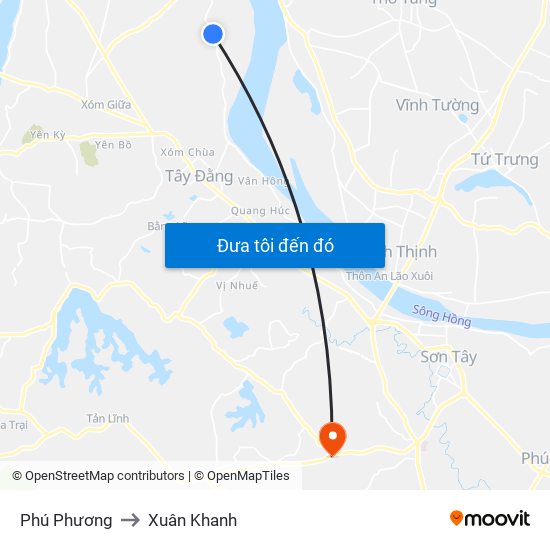 Phú Phương to Xuân Khanh map