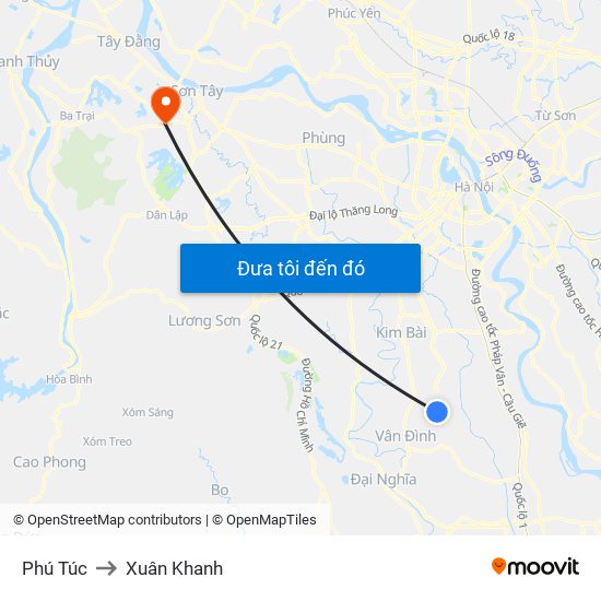 Phú Túc to Xuân Khanh map