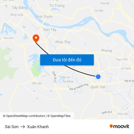 Sài Sơn to Xuân Khanh map