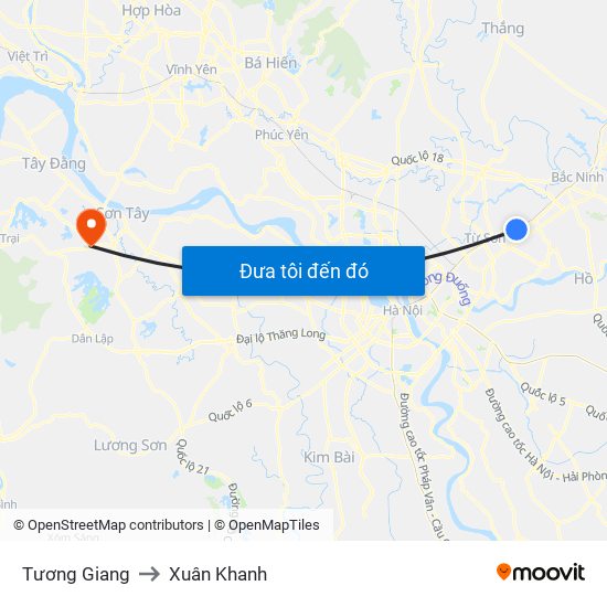 Tương Giang to Xuân Khanh map