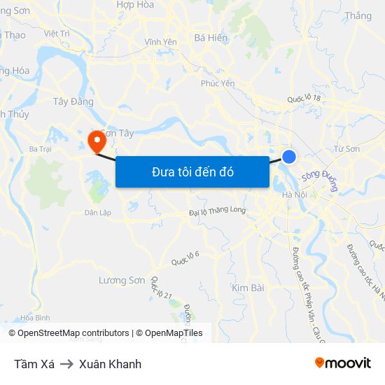 Tầm Xá to Xuân Khanh map