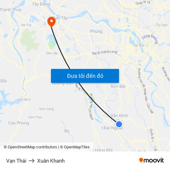 Vạn Thái to Xuân Khanh map