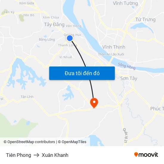 Tiên Phong to Xuân Khanh map