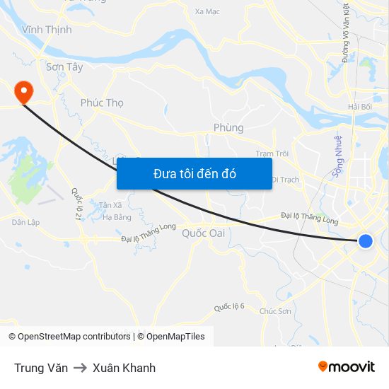 Trung Văn to Xuân Khanh map