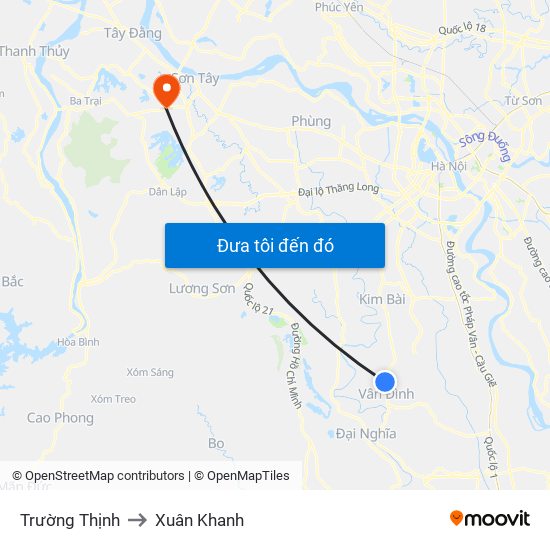 Trường Thịnh to Xuân Khanh map
