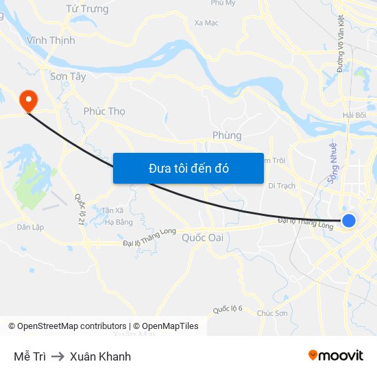 Mễ Trì to Xuân Khanh map