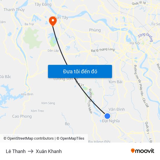 Lê Thanh to Xuân Khanh map