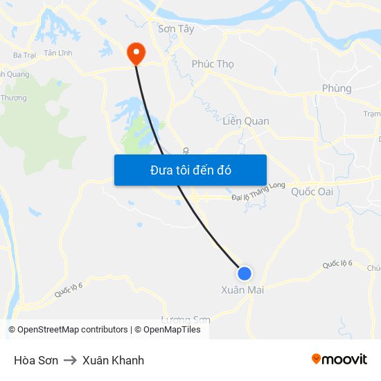 Hòa Sơn to Xuân Khanh map