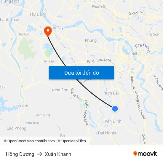 Hồng Dương to Xuân Khanh map