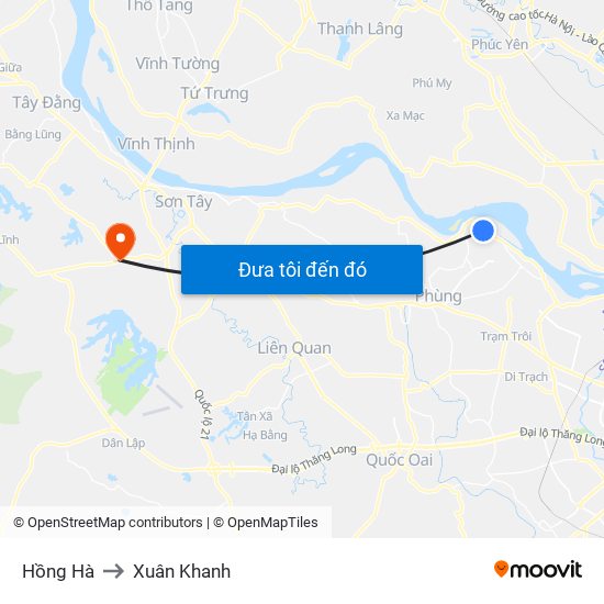 Hồng Hà to Xuân Khanh map